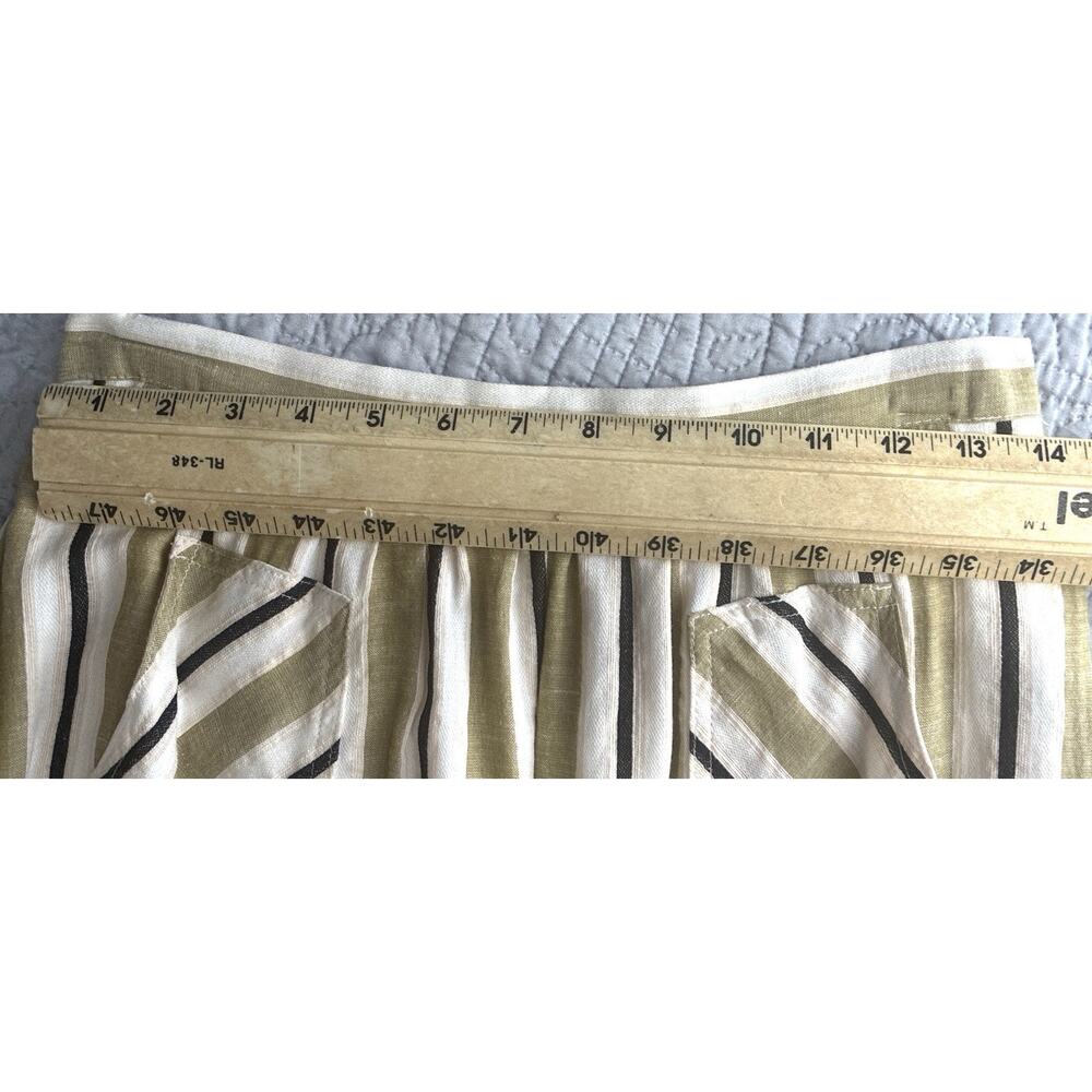 Anthropologie Akemi + Kin Luria Striped Midi Skirt S Linen Blend Patch Pockets - Picture 6 of 7